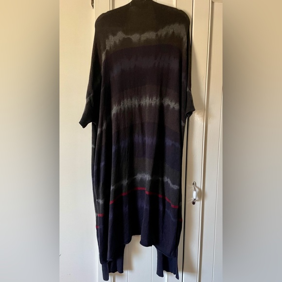 Lovestitch Ombré Open Front Long Duster Sweater Vest S/M Navy/Grey - Picture 12 of 12